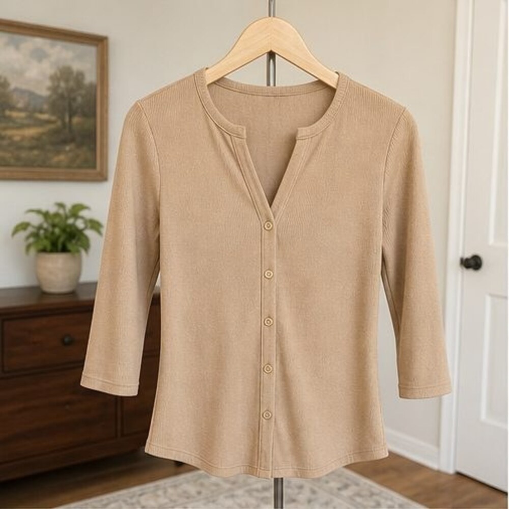Camel Smocked Top